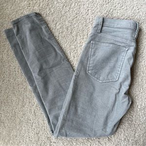 Gap grey velvet skinny high rise jeans